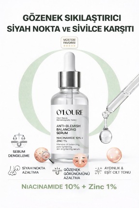 o'loure beauty Niacinamide %10 Serum Siyah Nokta, Leke Karşıtı Gözenek Sıkıla...