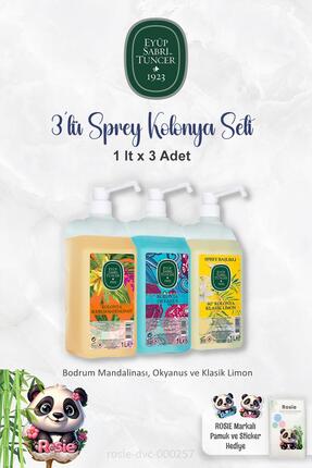 Eyüp Sabri Tuncer 1 Litrelik Sprey Kolonya Seti Bodrum Mandalinası, Okyanus, ...