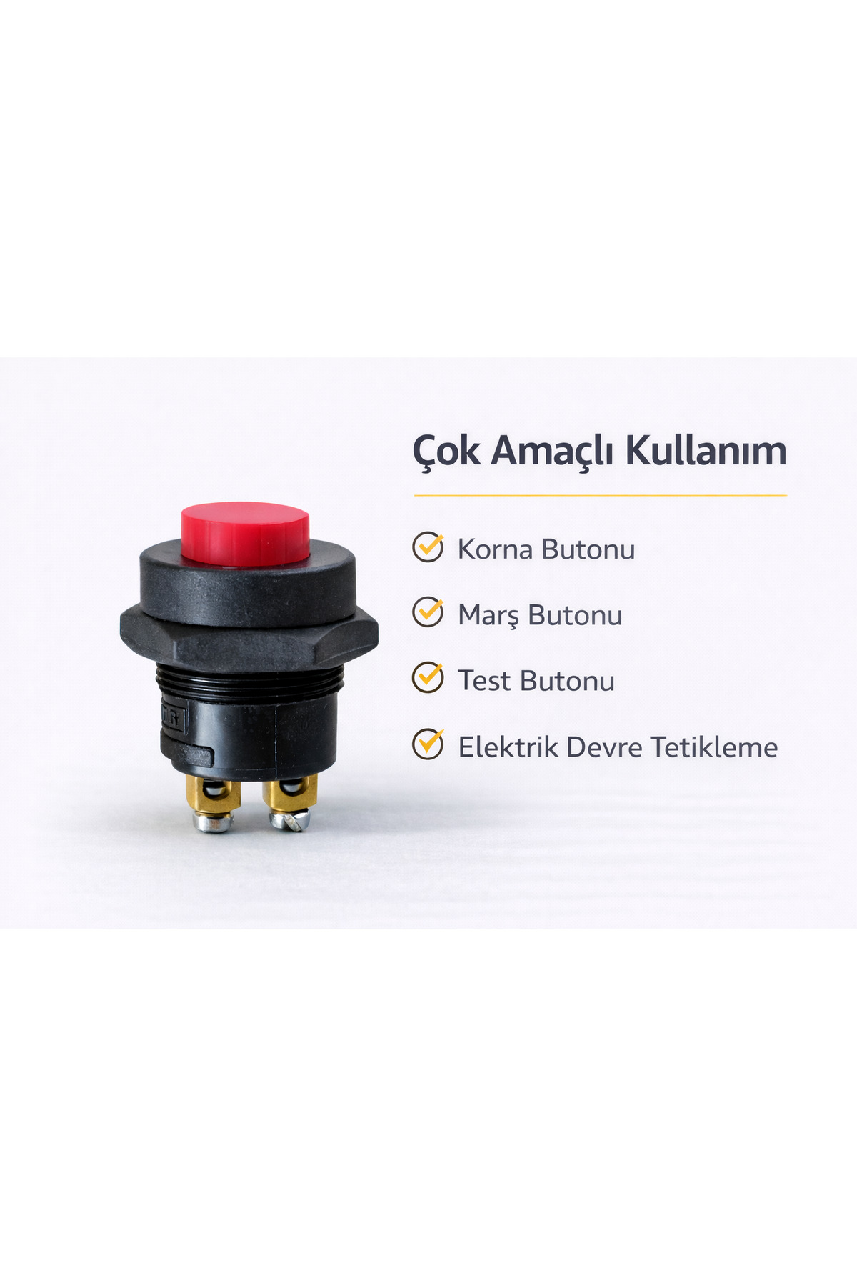 Eng (3 Adet) Plastik 22 Mm Kırmızı Marş Korna Butonu Bas Çek Buton