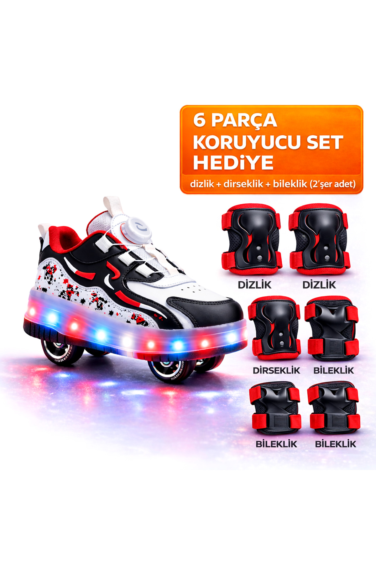 Skated LIGHTED SNEAKER 4-WHEEL SKATE –LIGHTS ON/off Key