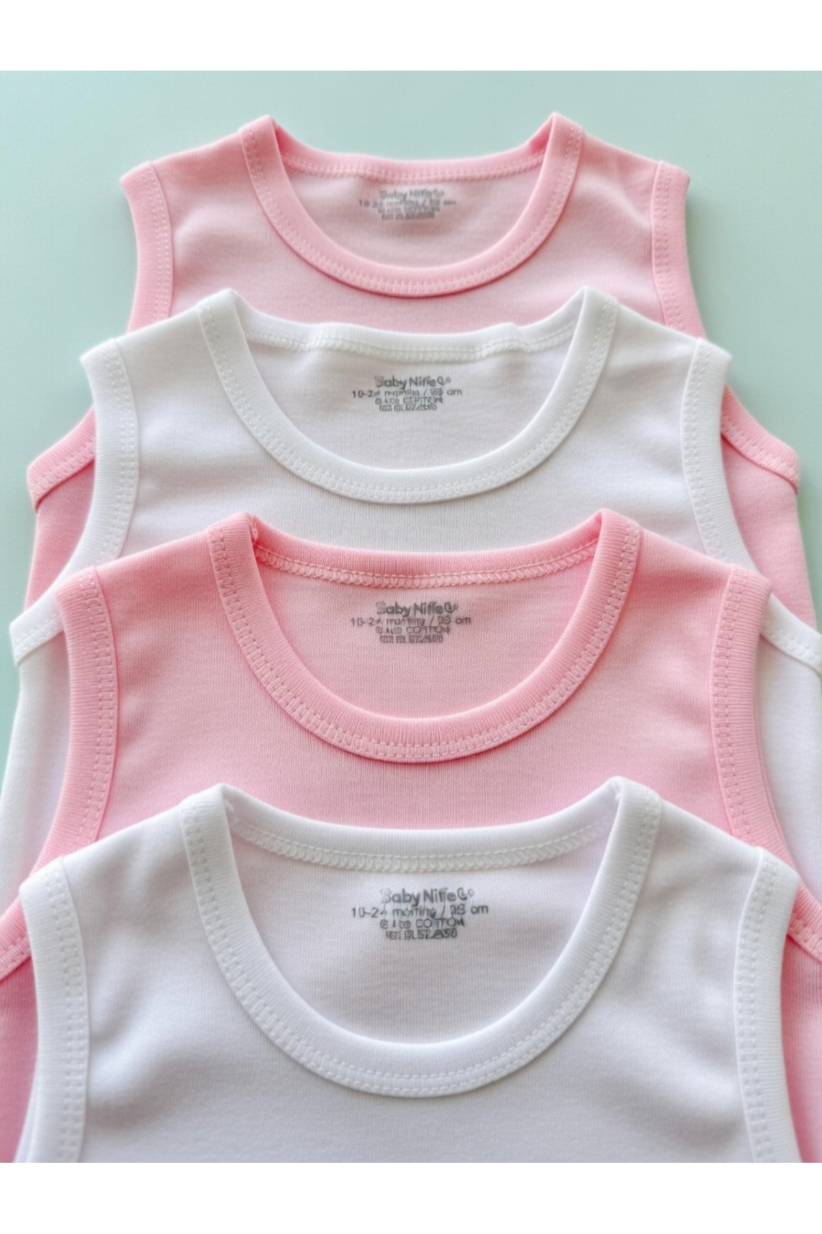 Baby Nife % 100 pamuklu 4 ' lü çıtçıtlı bebek body zıbın/organik bebek atlet fotoğrafı 5 (önizleme)