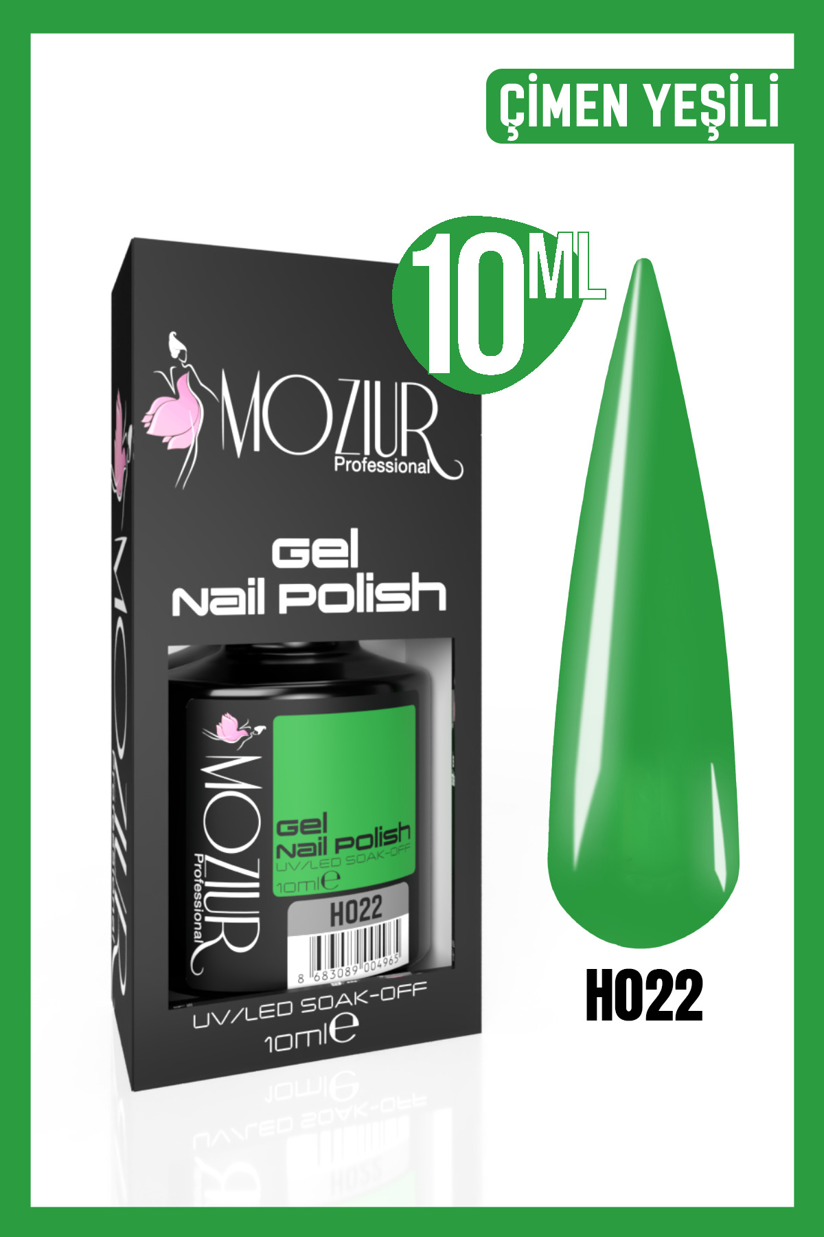 MOZIUR Kalıcı Oje UV Led H022 (YEŞİL SERİSİ) 10ml — سبز 8683089004750