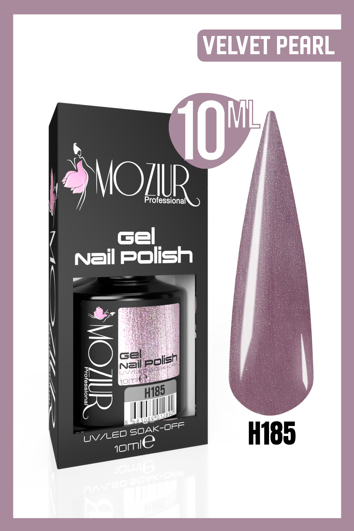 MOZIUR Kalıcı Oje UV LED H185 (SİMLİ SERİ) 10ml — بنفش 8683089012311