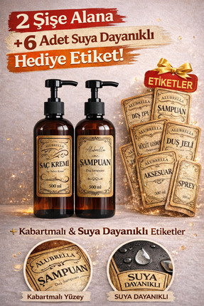 Alubrella Plastik Şişe 2'li 500 ml ve 6'lı Suya Dayanıklı Etiket