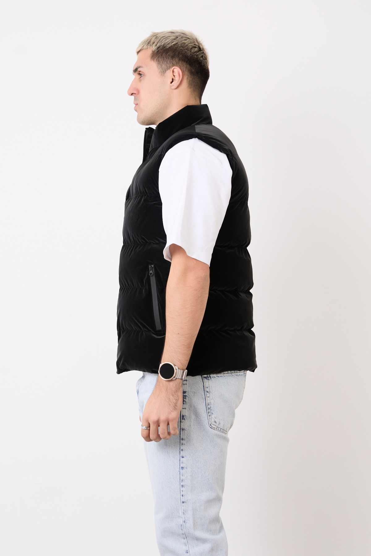 blayn jeans  Erkek siyah Şişme Yelek – Hafif, Dik Yaka, Günlük Kullanım - Görsel 2