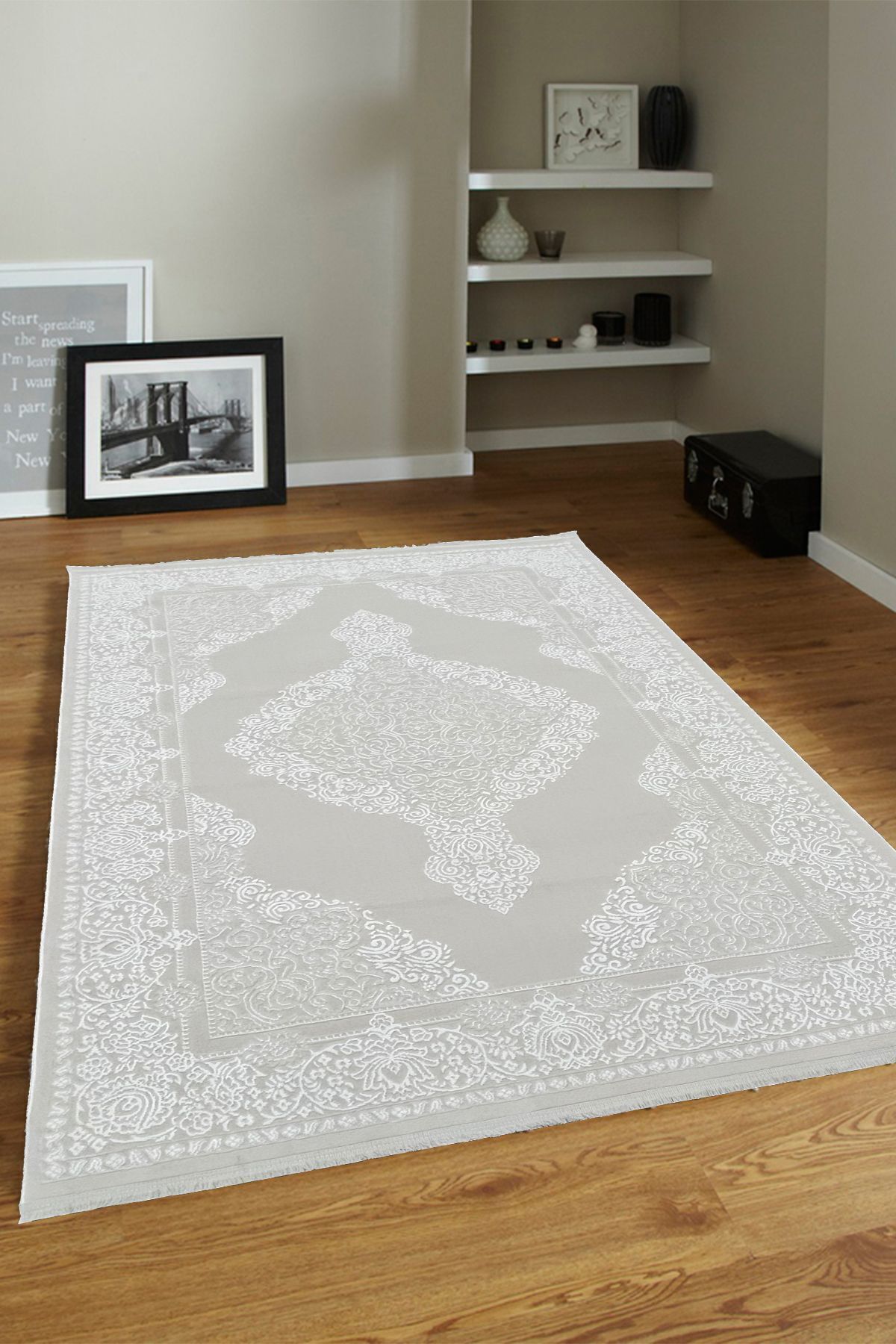 4 Square Meters - 6 Square Meters Bamboo Style Modern Woven Living Room Kitchen Carpet Antiallergic Beige