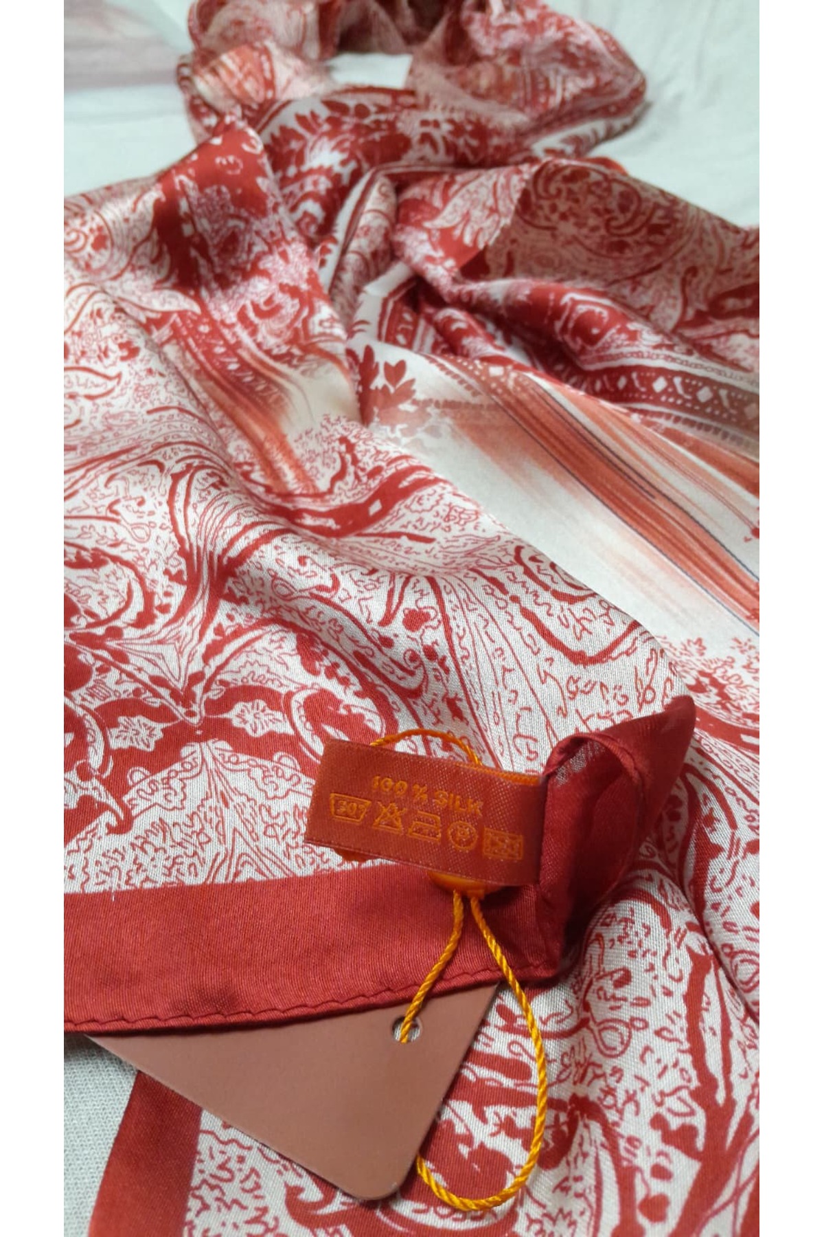 LEİLA SCARF %100 İthal Vual İpek Kırmızı şal 75x180 cm görsel 2
