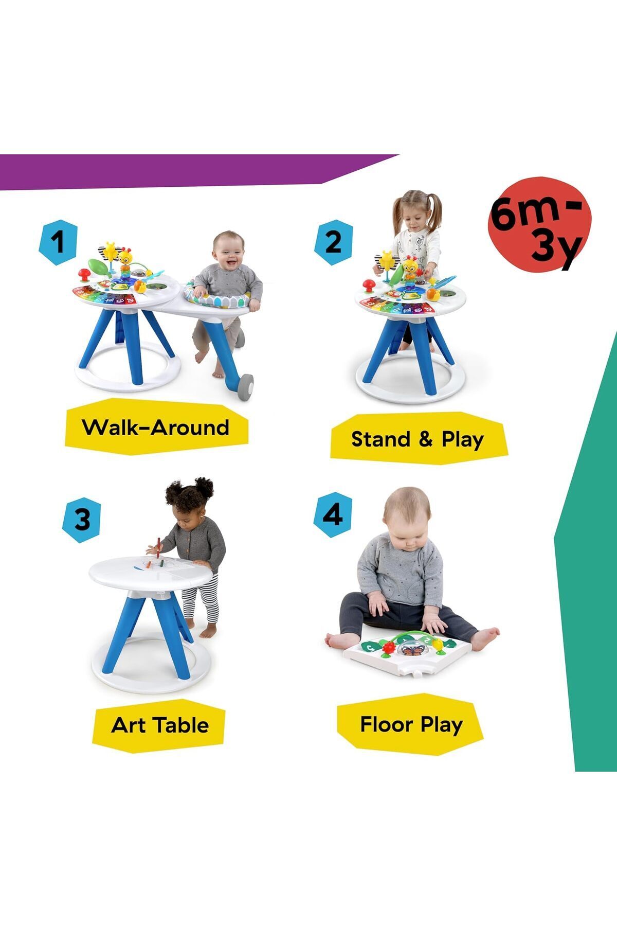 Genel Markalar Baby Einstein Around We Grow 4'ü 1 Arada Yürüteç, Keşif Aktivite Merkezi ve Masası fotoğrafı 5 (önizleme)