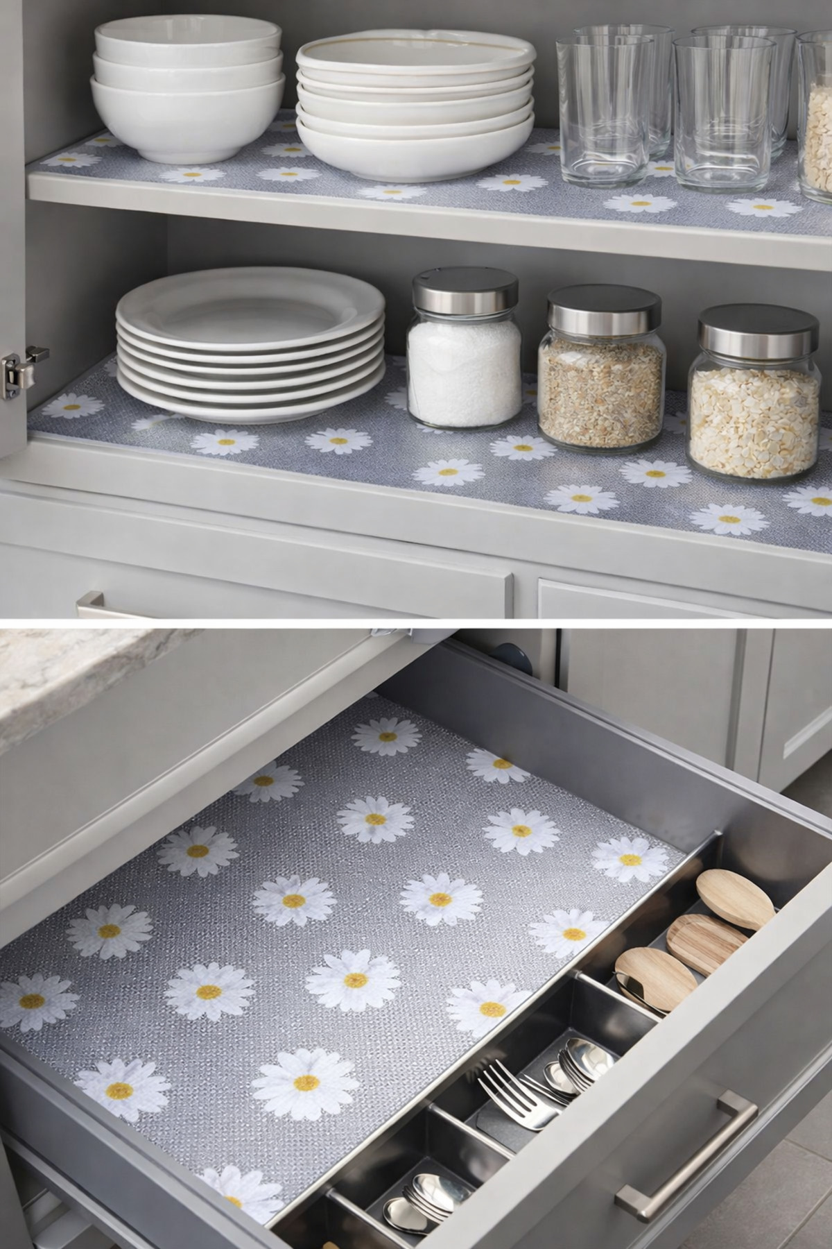 1-3-5-10 Meters X 45 cm Refrigerator Daisy Patterned Transparent Cabinet, Drawer Shelf Cover Non-Slip