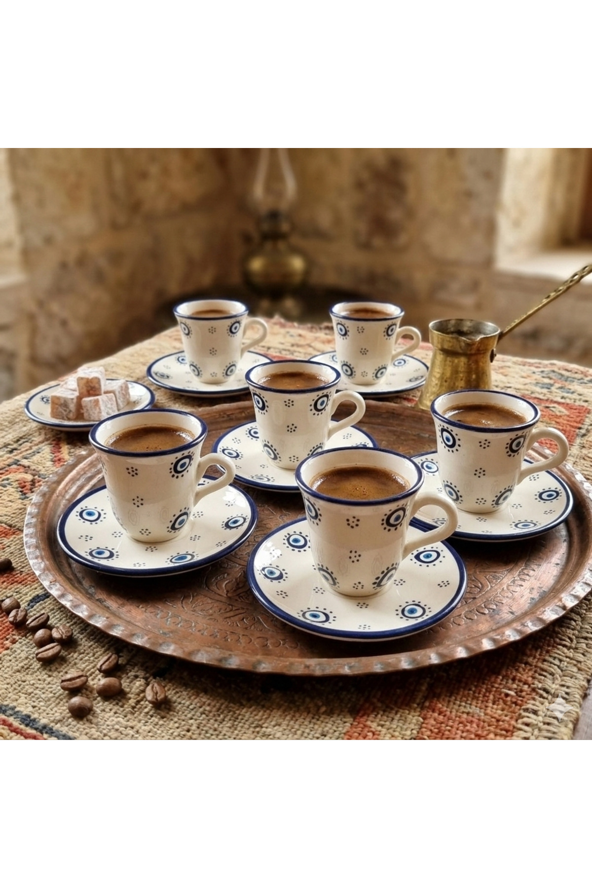 Zeynep Çini Fincan Takımı Nazar Boncuk Seramik 12 Parça - Fiyatı