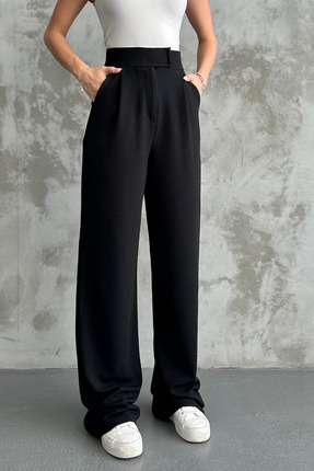 macharel jeans Kadın Likralı Cırt Kapama Palazzo Pantolon