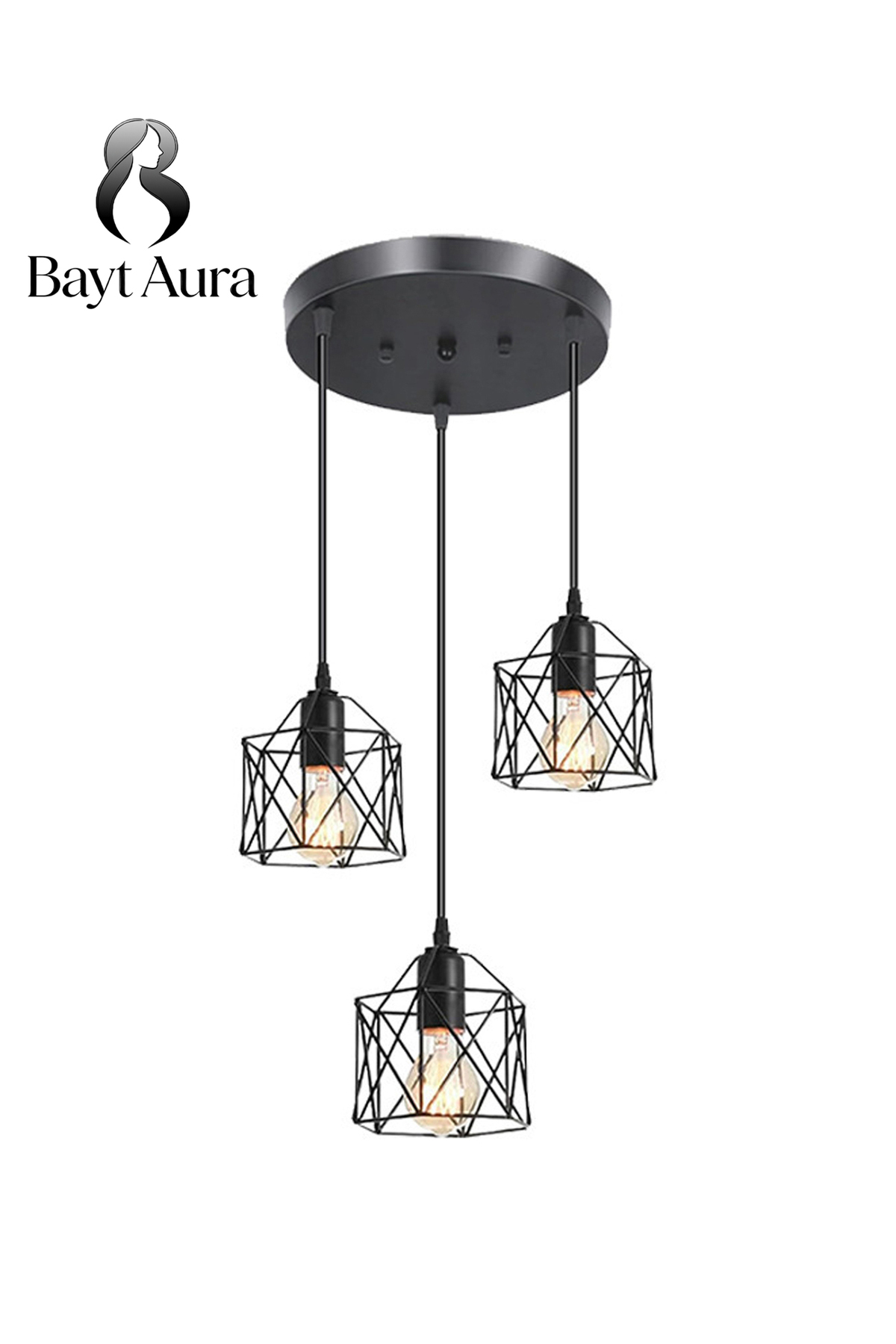 ثريا معلقة صناعية أسود 3 رؤوس | إضاءة عصرية للمطبخ...