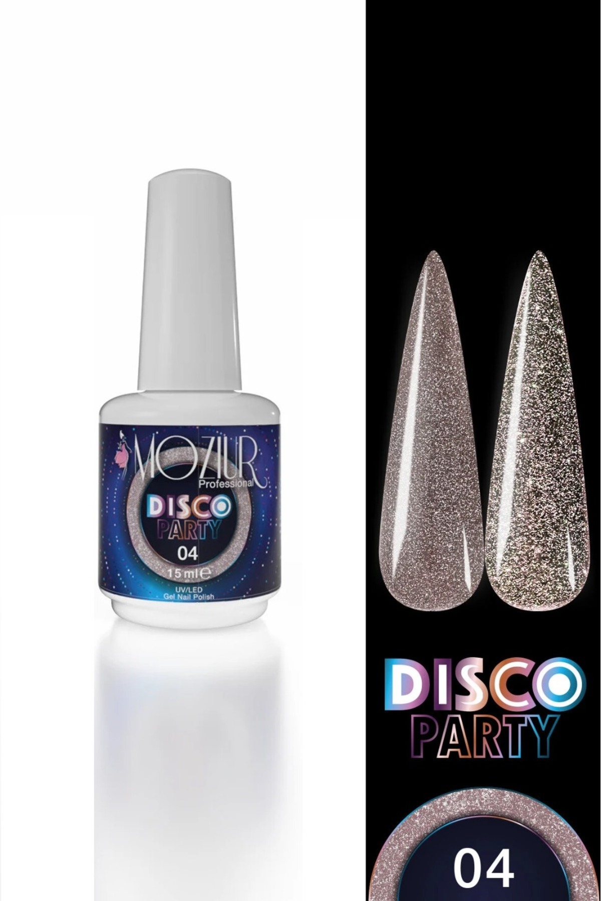 MOZIUR لاک دائمی ناخن UV/Led Disco Party 15ml — خاکستری 868308901830601