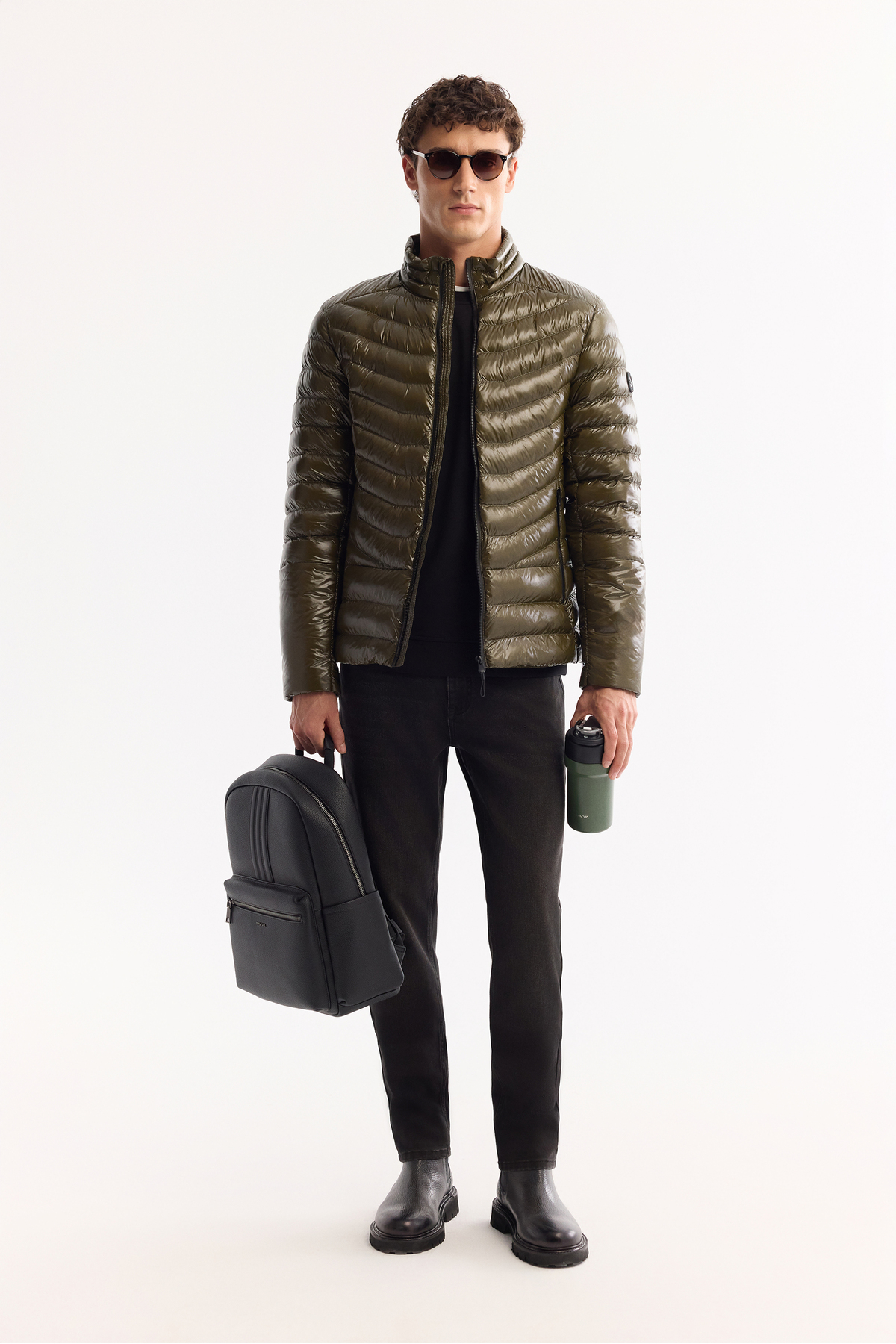 Avva  Erkek Haki Kaz Tüyü Su İtici Rüzgar Geçirmez Kumaş Dik Yaka Şişme Comfort Fit Mont B006015 - Görsel 8