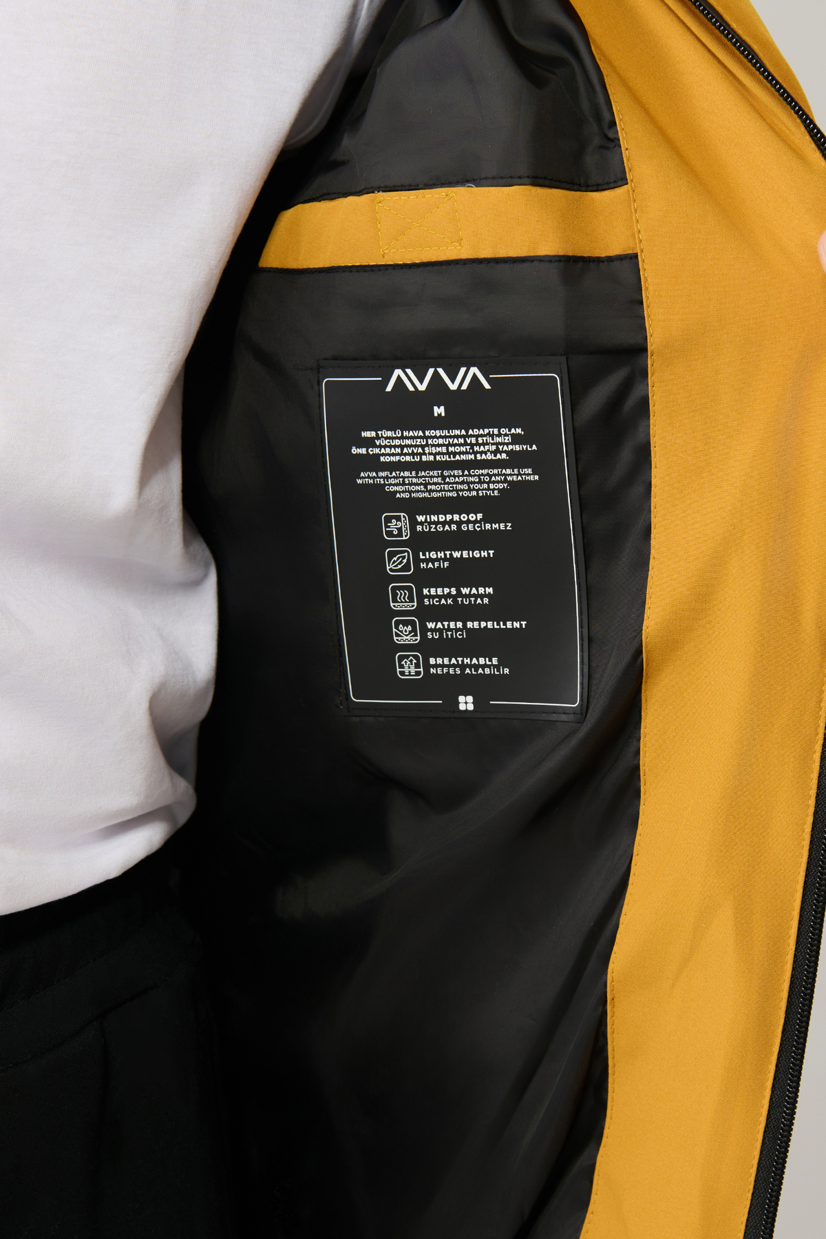 Avva  Erkek Safran Comfort Fit Şişme Dik Yaka Su İtici Rüzgar Geçirmez Hafif Mont E006036 - Görsel 5