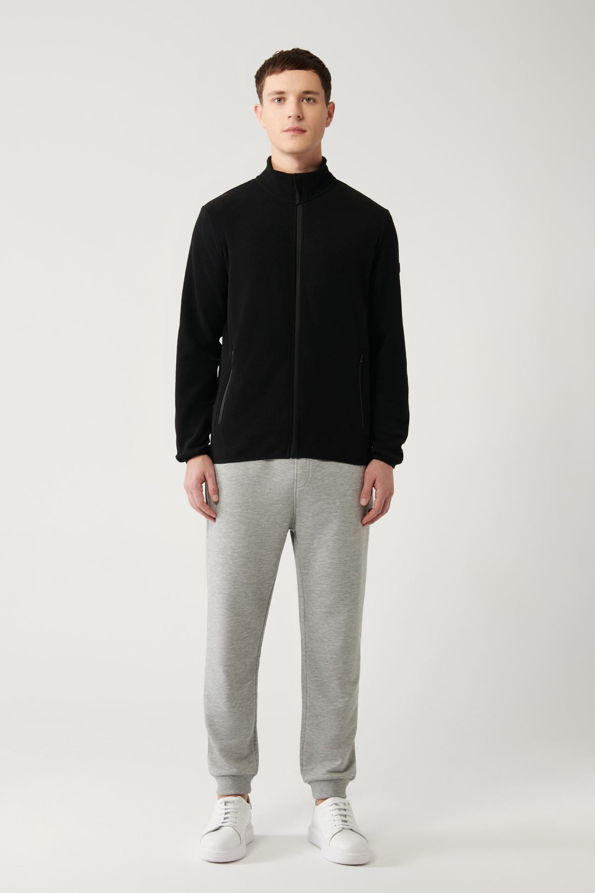 Avva  Erkek Siyah Basic Dik Yaka Polar Hırka E001069 - Görsel 5