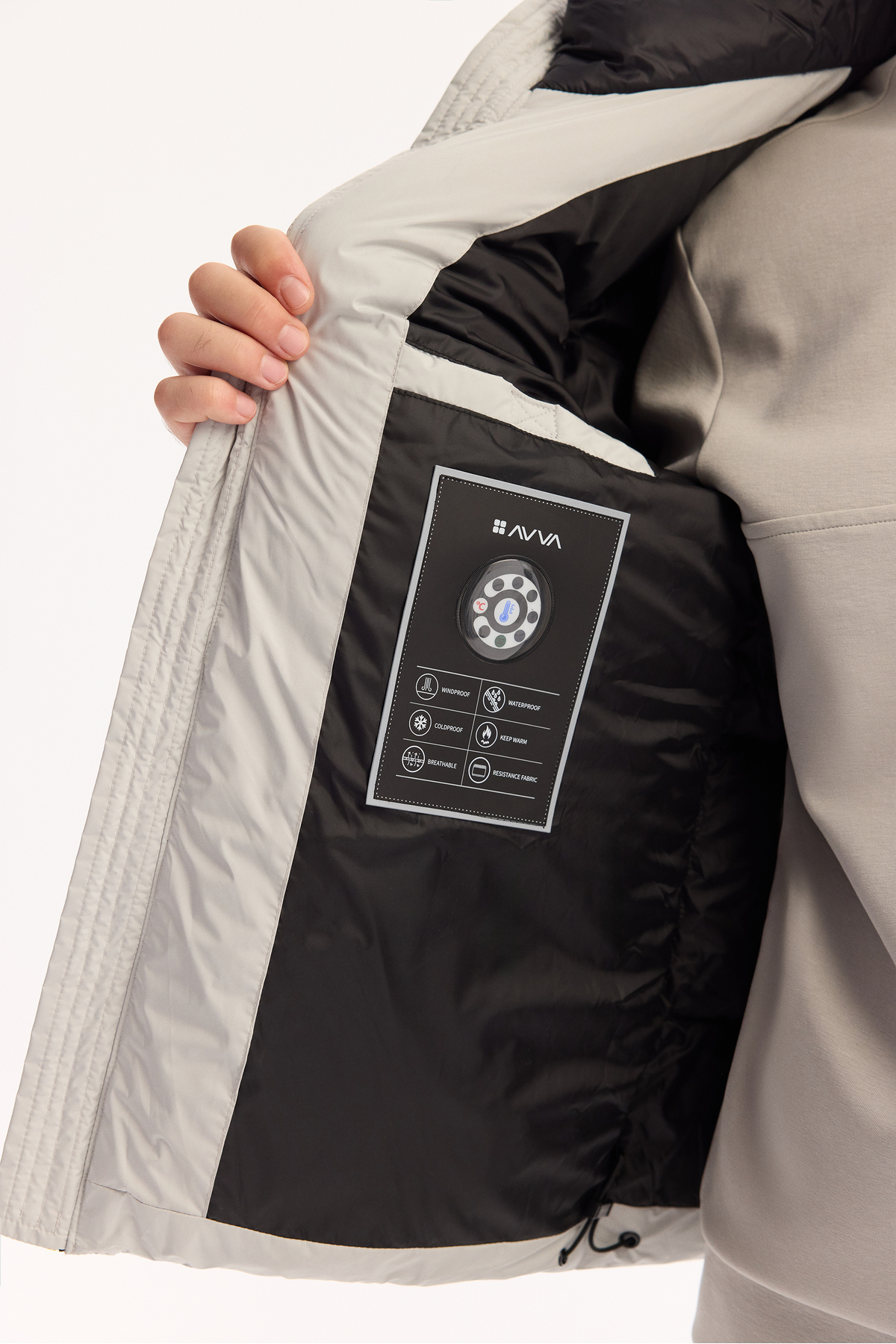 Avva  Erkek Açık Gri Kapüşonlu Su İtici Rüzgar Geçirmez -5°C Dayanıklı Comfort Fit Mont B006046 - Görsel 6