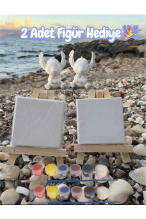 Ems Takı Aksesuar 10x10 Mini Tuval Şövale, Boya Ve Fırça Çocuklar Sevgililer ...