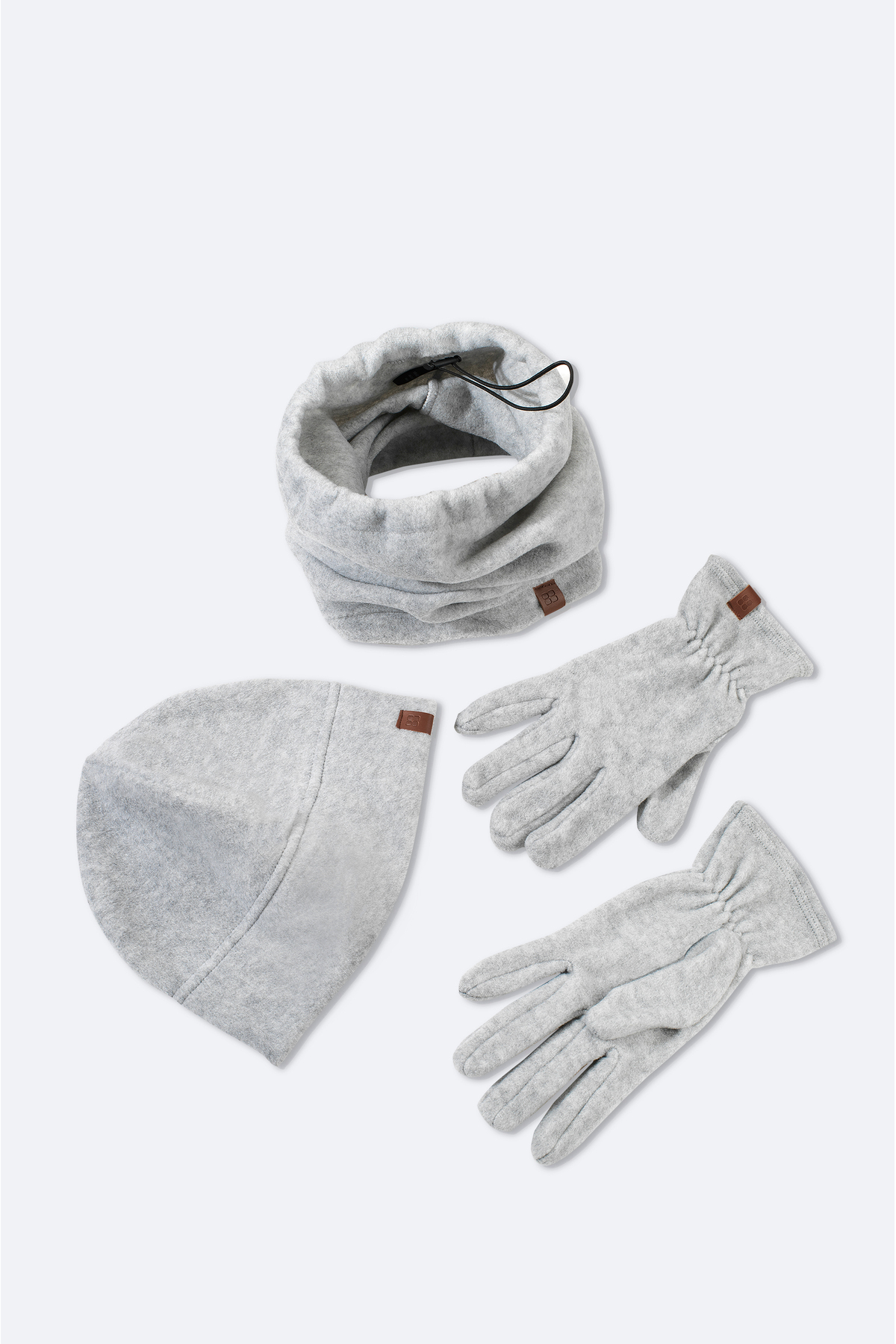 Avva  Erkek Gri Polar Basic Boyunluk Bere ve Eldiven Seti B009250