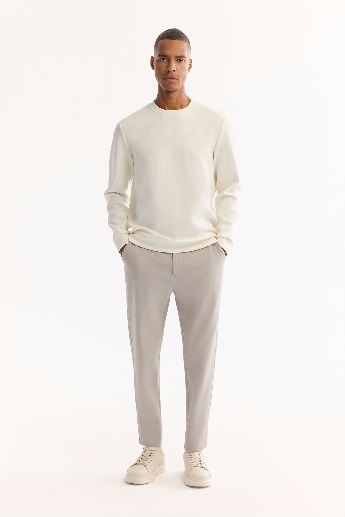 Avva  Erkek Açık Gri Klasik Bel Pamuklu Carrot Fit Pantolon A52Y3061