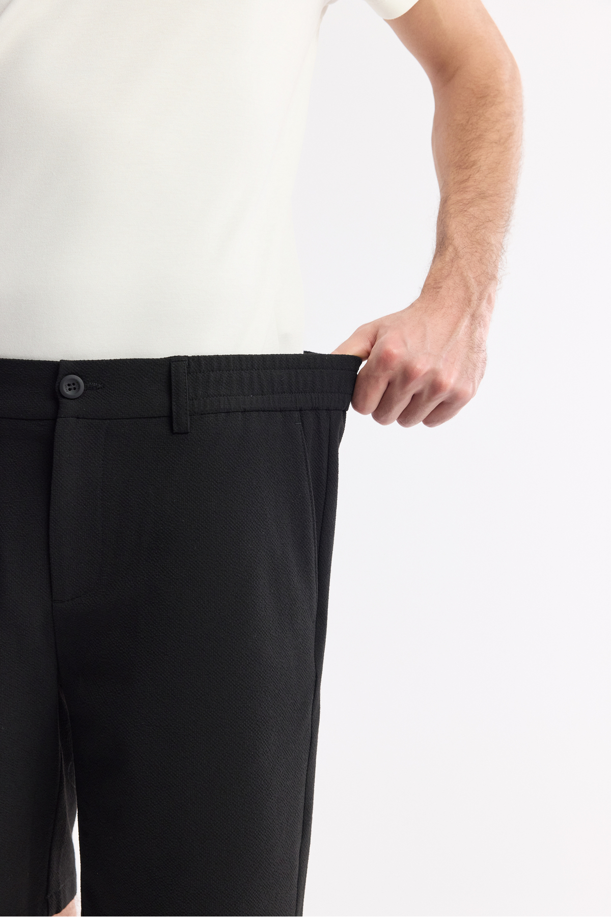 Avva  Erkek Siyah Yanı Lastikli Gofreli Bi-Stretch Slim Fit Chino Şort A51Y3730 - Görsel 5