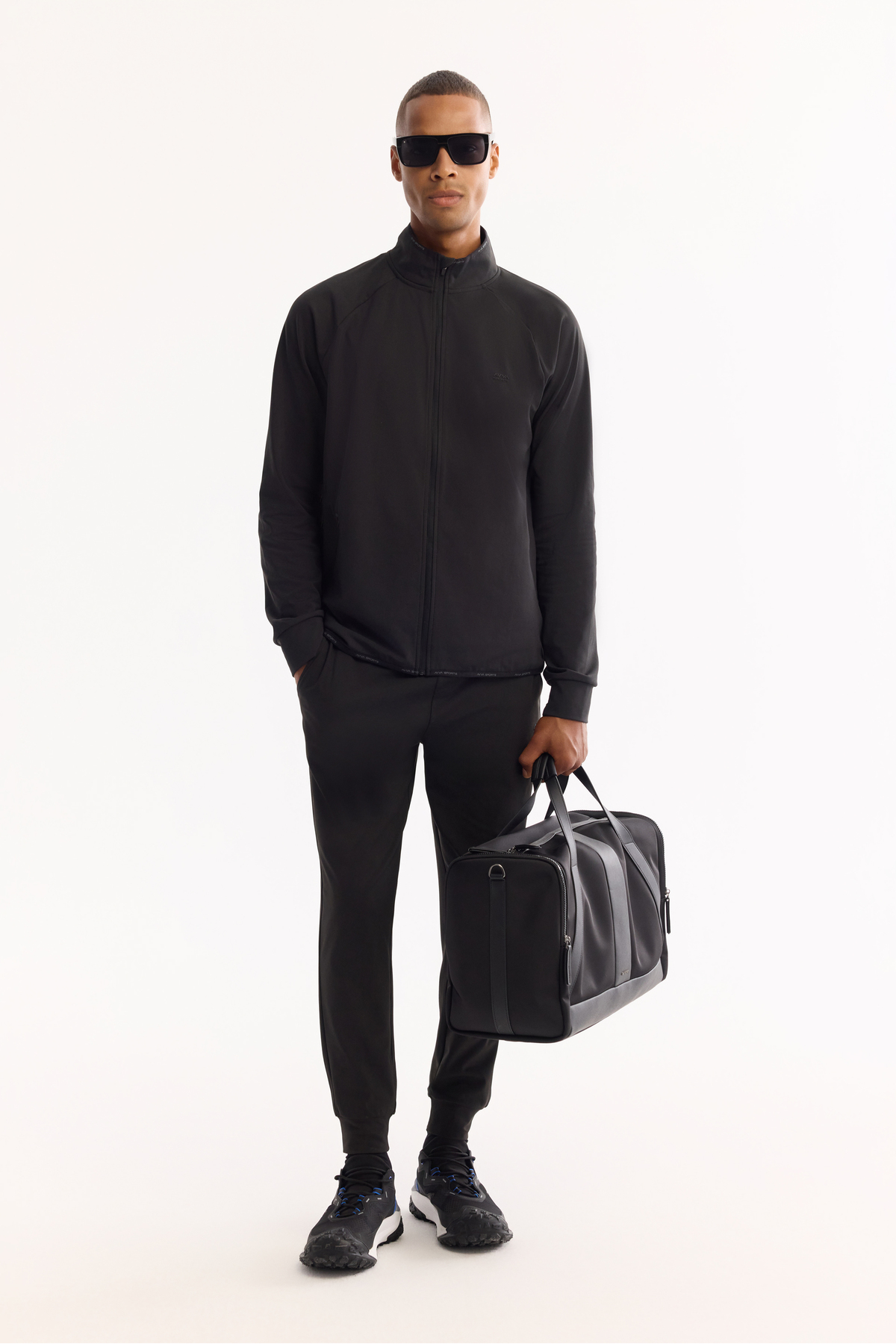 Avva  Erkek Siyah Dik Yaka Fermuarlı Göğüs Enjeksiyon Baskılı İnterlok Teknik Kumaş Hırka A52Y1203 - Görsel 8