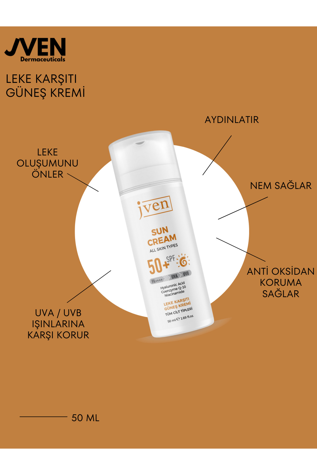 50+ SPF PA UVA/UVB Leke Karşıtı Güneş Kremi 50 ml — Sun1 — تصویر 2 از 3