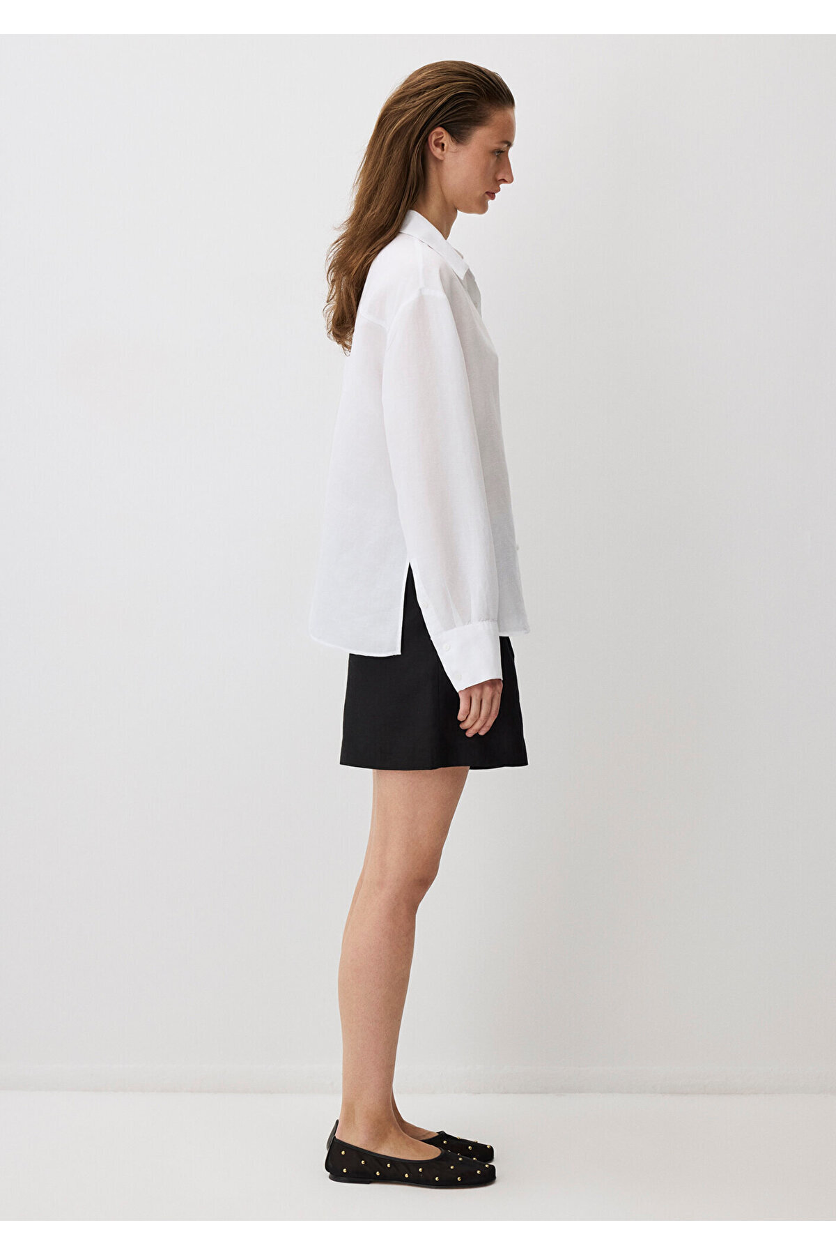 Beyaz (TENCEL™) Lyocell Karışımlı Gömlek Loose Fit / Bol Rahat Kesim 1211130-620 — صورتی — تصویر 6 از 6