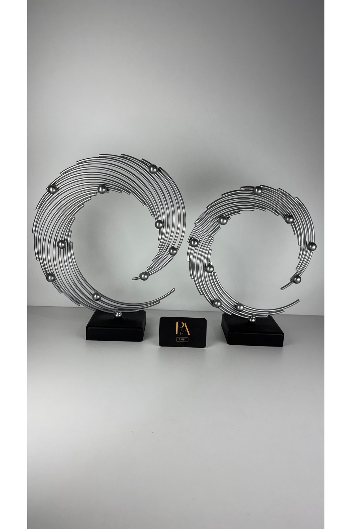 Silver 2-Piece Metal Decorative Object Trinket Ornament Hall Accessory Tv Coffee Table Table Console Office Hall Decor