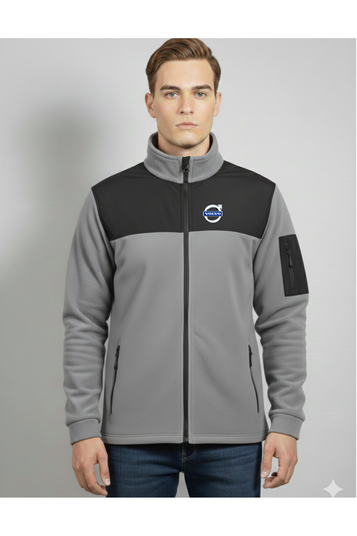 VOLVO LOGO BASKILI 280 GR POLAR CEKET — خاکستری VV001