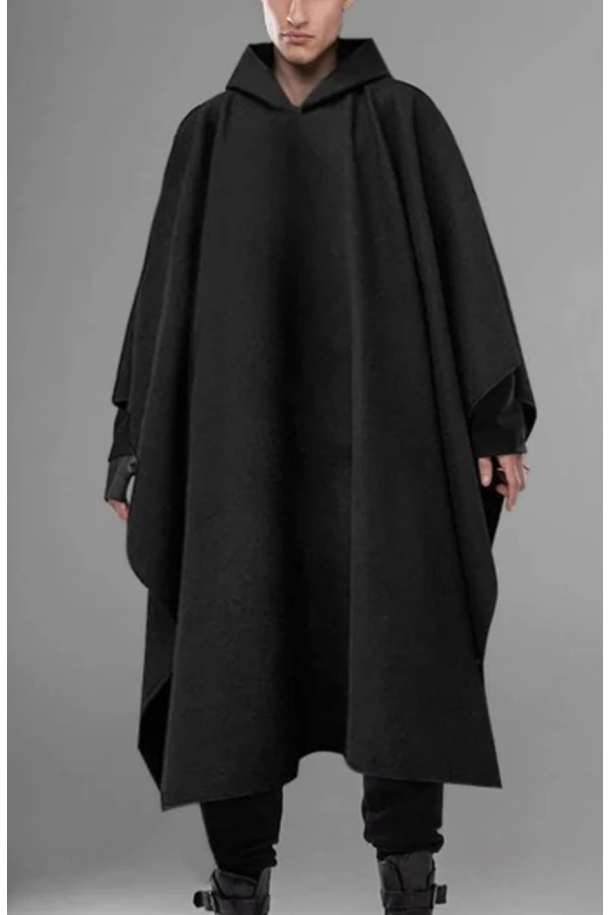 arakan  Unisex Kapüşonlu Oversize Ponço Sweatshirt – Asimetrik Kesim, Kalın Kumaş, Rahat Kalıp - E8 3020