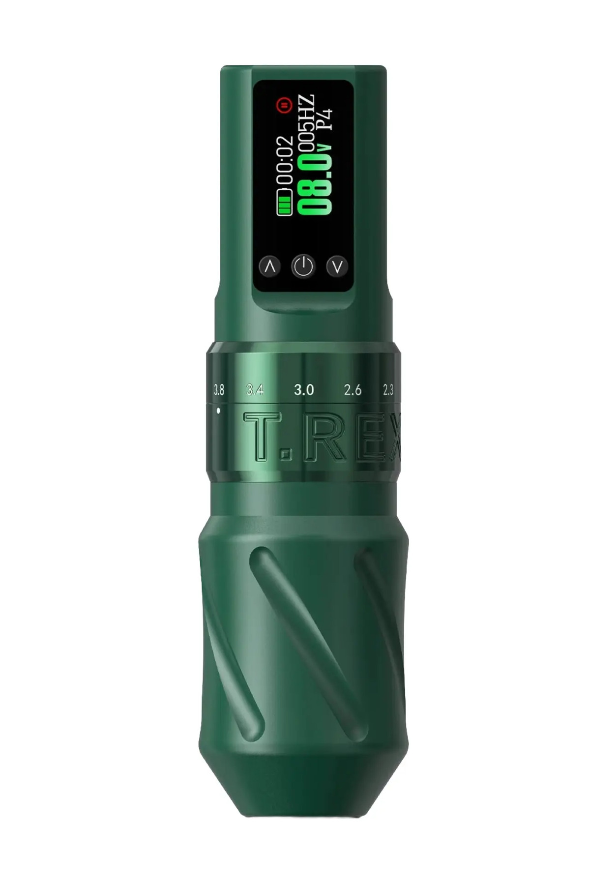 T-Rex Sonic Green Wireless Tattoo Machine – OLed Screen with 7 Stroke Adjustment