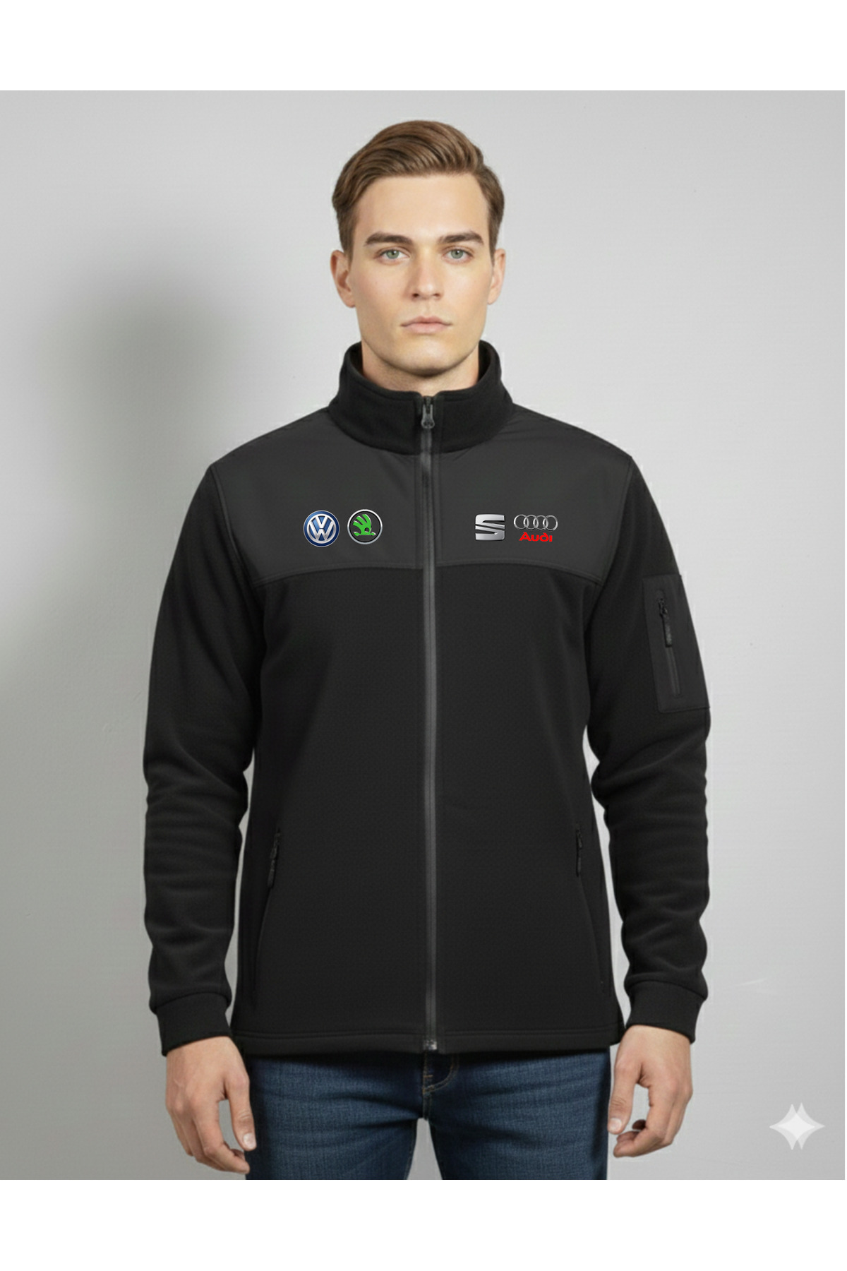 dafri SEAT AUDİ SKODA LOGO BASKILI YÜKSEK GRAMAJLI POLAR CEKET görsel 2
