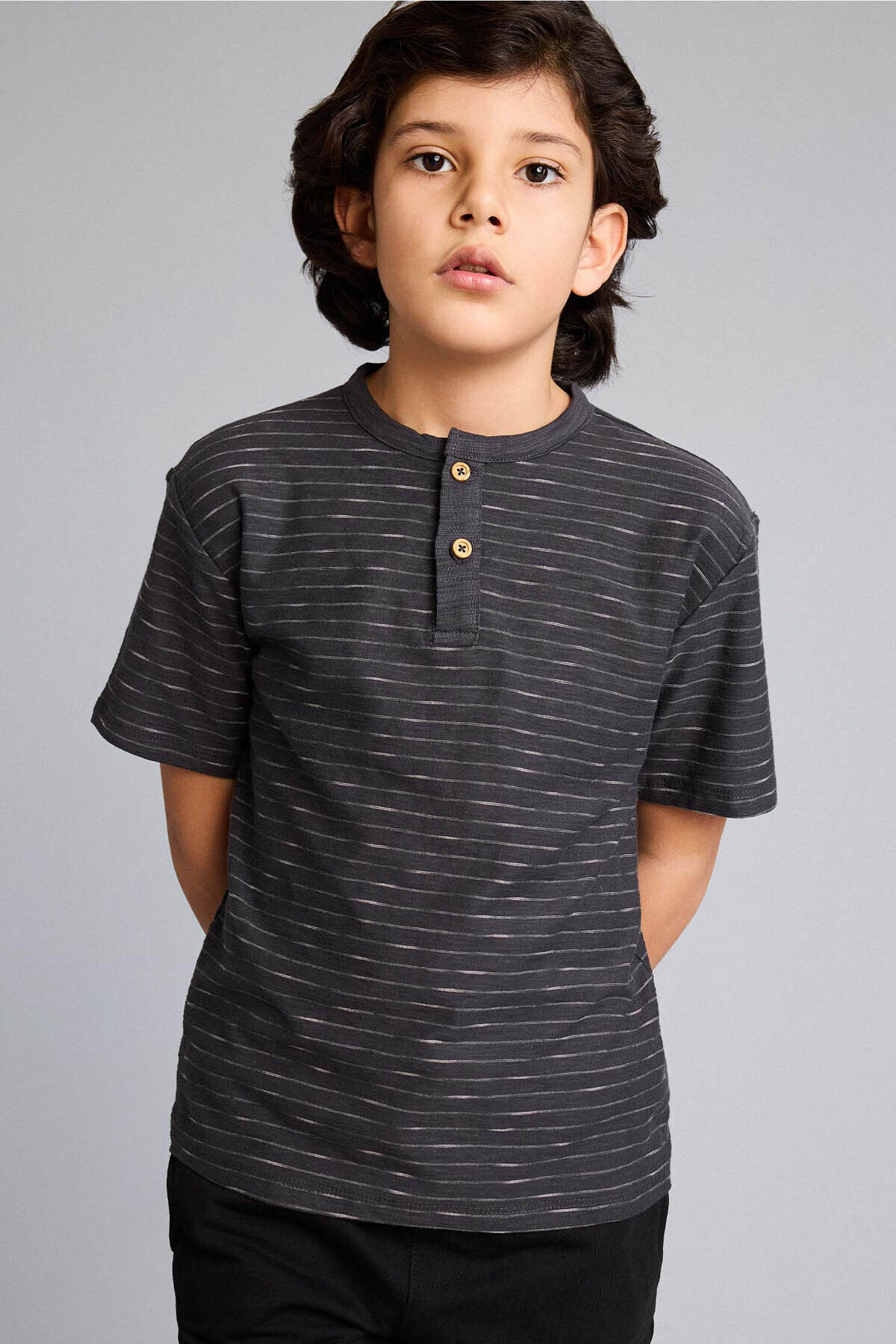Defacto Hakim Yaka Anthracite Boy's T-Shirt G6658A8/Ar214