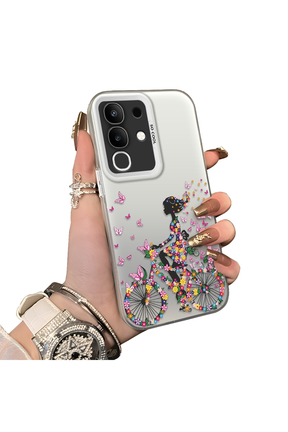 Vivo Y29 4G Compatible Rigid Acrylic Rear Silicone Edge Lens Protection Case stylish print patterns