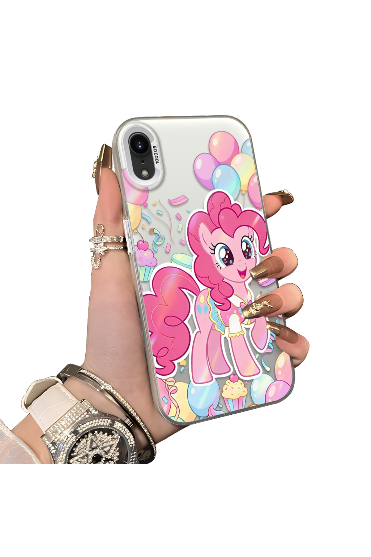 iPhone XR Compatible Hard Acrylic Back Silicone Edge Lens Protection Case stylish print patterns