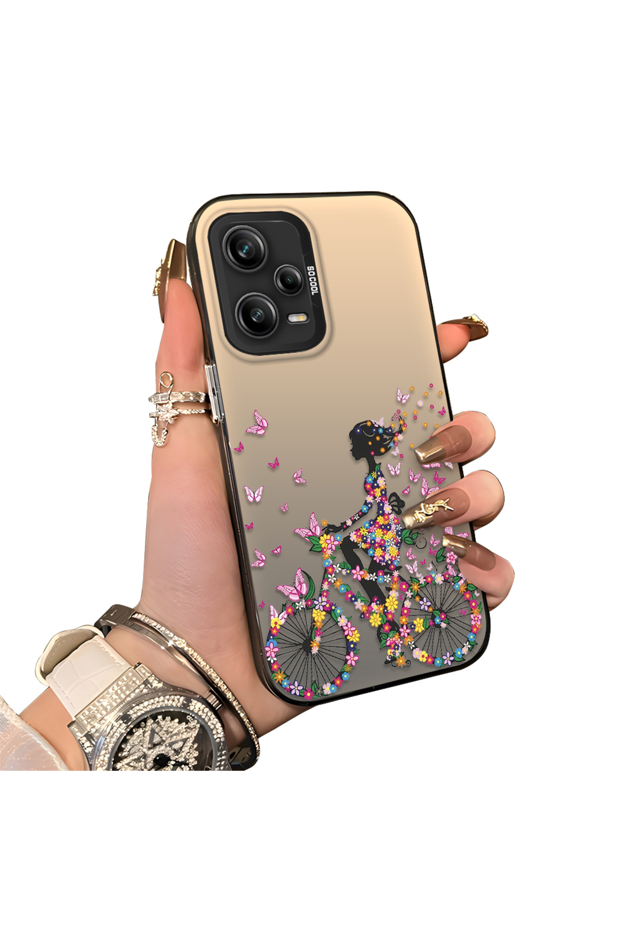 Redmi Note 12 Pro 5G Compatible Hard Acrylic Rear Silicone Edge Lens Protection Case stylish print patterns