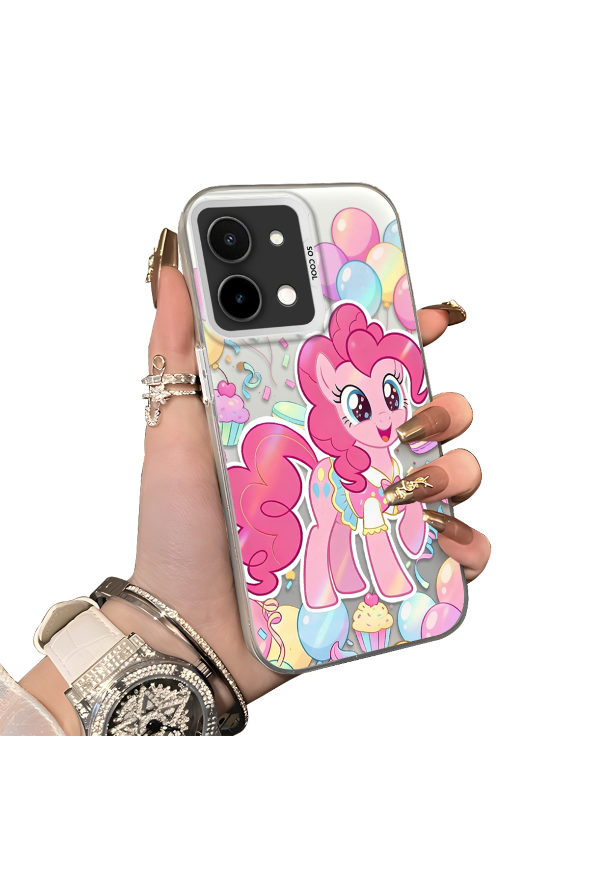 Vivo Y28 4G Compatible Rigid Acrylic Rear Silicone Edge Lens Protection Case stylish print patterns
