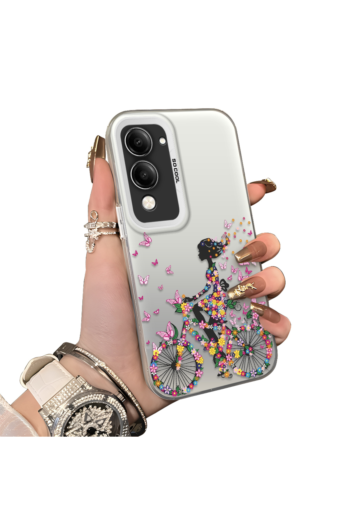 Vivo Y29S Compatible Rigid Acrylic Back Silicone Edge Lens Protection Case stylish print patterns