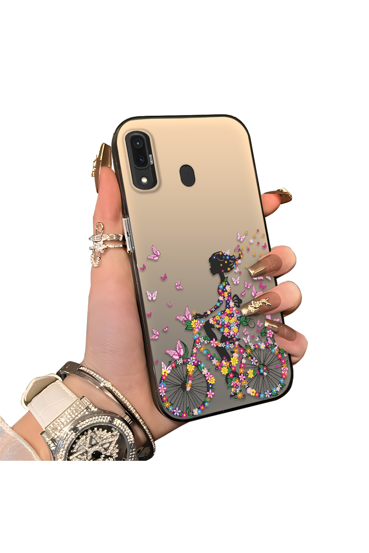 Samsung Galaxy A30/A20 Compatible Hard Acrylic Back Silicone Edge Lens Protection Case stylish print patterns
