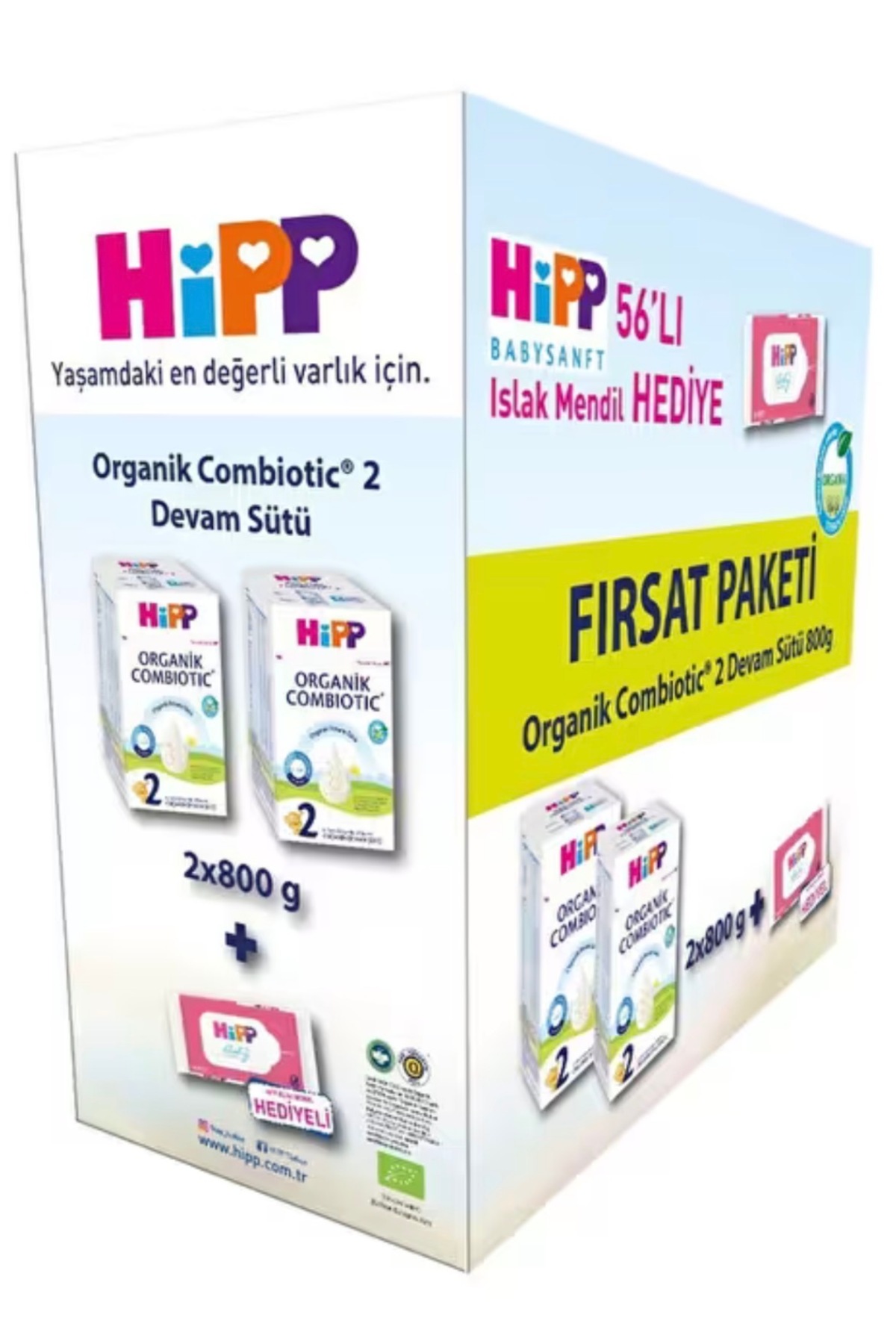 Hipp 2 Bebek Devam Sütü Organik Combiotic 800 gr 2 Adet Avantaj Paket Islak Mendil Hediyeli fotoğrafı 2 (önizleme)