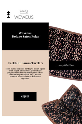 Weweus Leopar Desen Saten Lüks Bandana Fular
