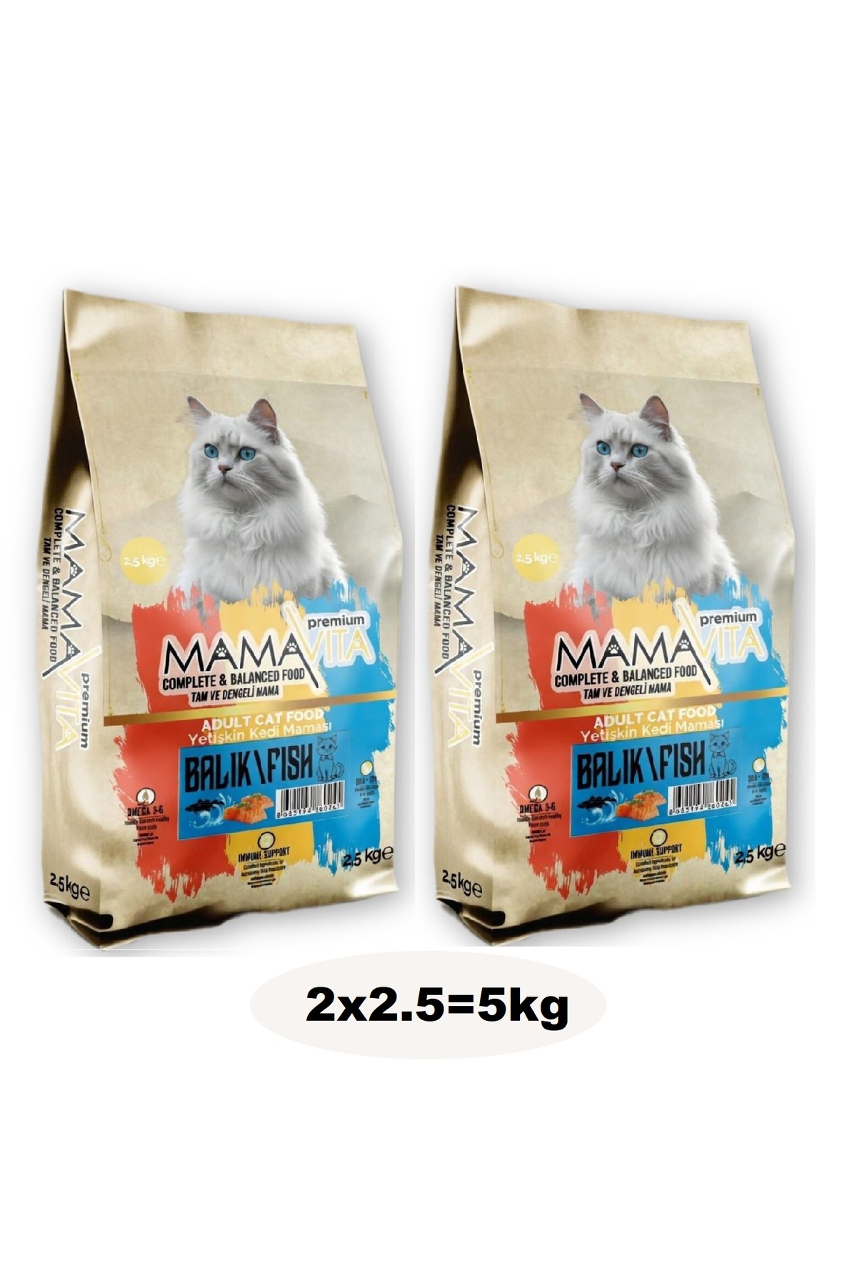 MamaVita Balıklı Yetişkin Kedi Kuru Maması 5kg (2x2.5)