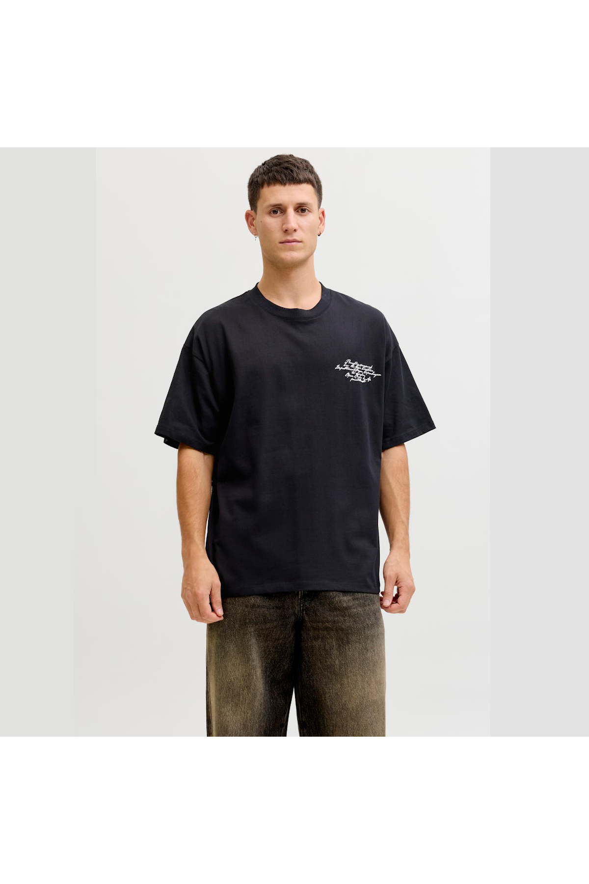 تی‌شرت مشکی مردانه داست اسکریپت (۱۲۲۹۲۹۸۲-B) جک اند جونز تی شرت ورزشی Jack & Jones