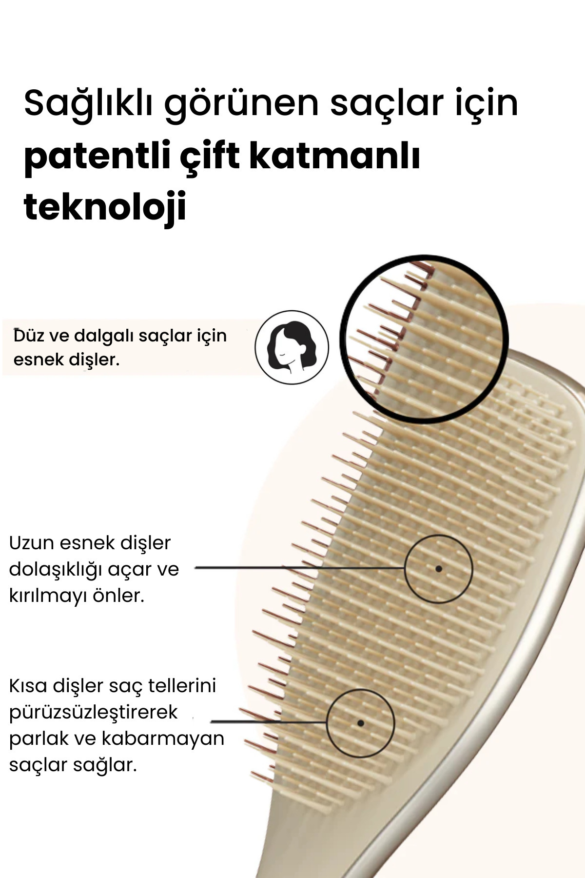 Ultimate Detangler Chrome Champagne Gold Islak & Kuru Düz ve Kıvırcık Saçlar için Saç Fırçası-Tarak — بژ — تصویر 3 از 7