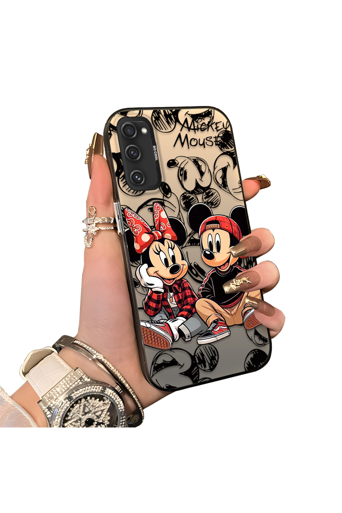 Hard Acrylic Rear Silicone Edge Lens Protection Case for Samsung Galaxy S20 FE 4G/5G Compatible Mickey