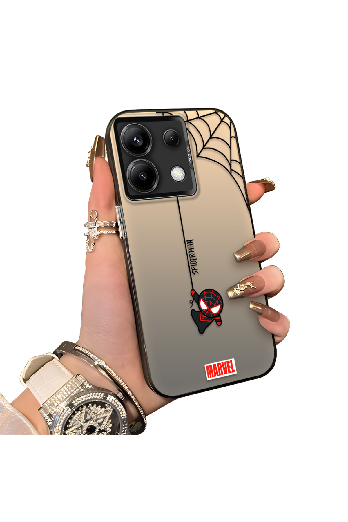 Redmi Note 13 Pro 5G Compatible Hard Acrylic Rear Silicone Edge Lens Protection Case Spiderman