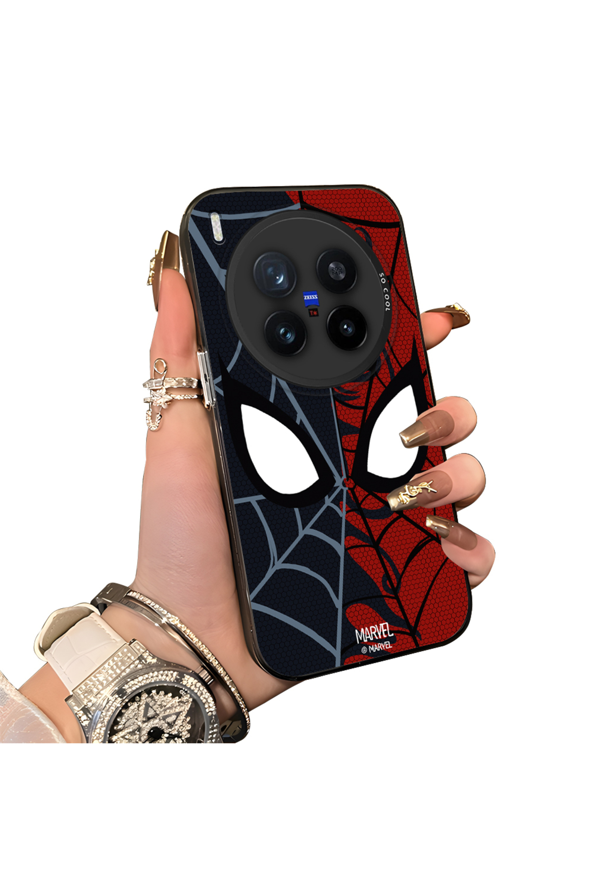 Vivo X300 Pro Compatible Hard Acrylic Rear Silicone Edge Lens Protection Case Spiderman