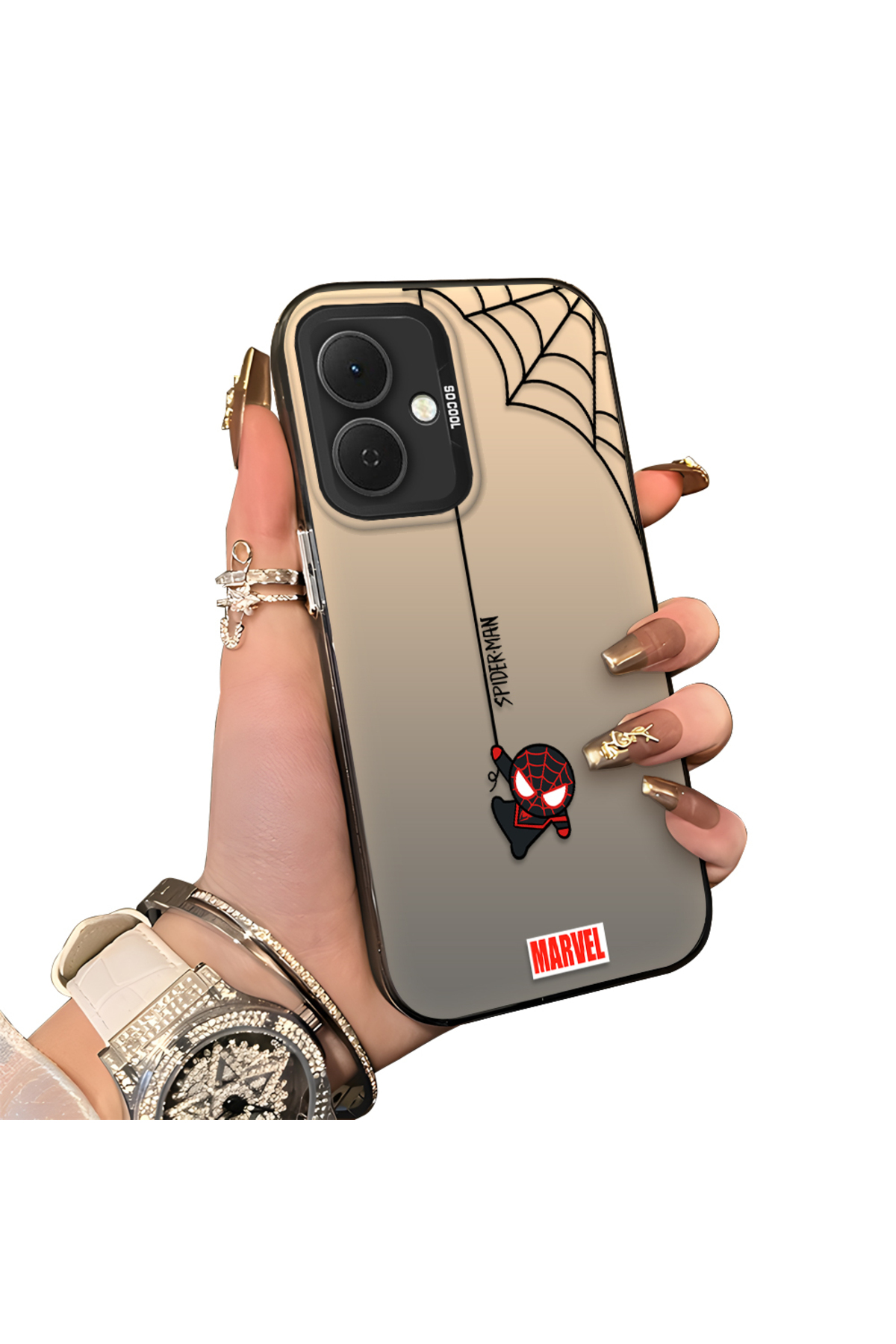 Tecno Spark Go 2 Compatible Hard Acrylic Rear Silicone Edge Lens Protection Case Spiderman