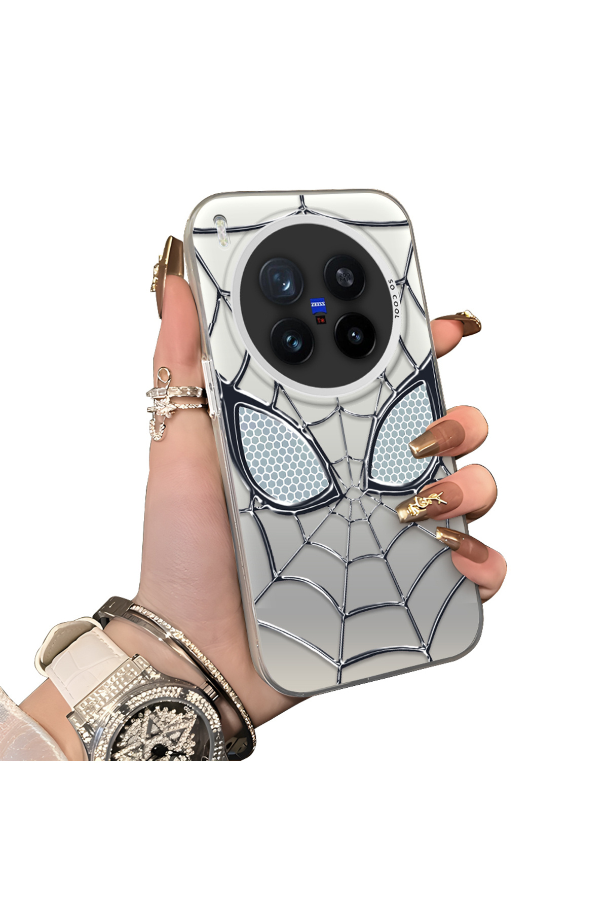 Vivo X300 Pro Compatible Hard Acrylic Rear Silicone Edge Lens Protection Case Spiderman